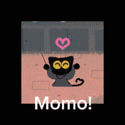 Cartoon Cat With Pink Heart Saying Momo GIF