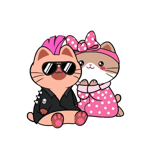 Cartoon Cat With Pink Mohawk And Sunglasses Sticker