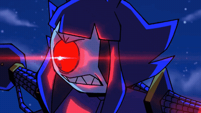 Cartoon Cat With Purple Beam Ears GIF