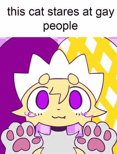 Cartoon Cat With Purple Eyes Stares GIF