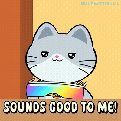 Cartoon Cat With Rainbow Glasses Saying Sounds Good To Me GIF