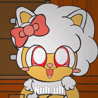 Cartoon Cat With Red Bow Nuh-Uh GIF