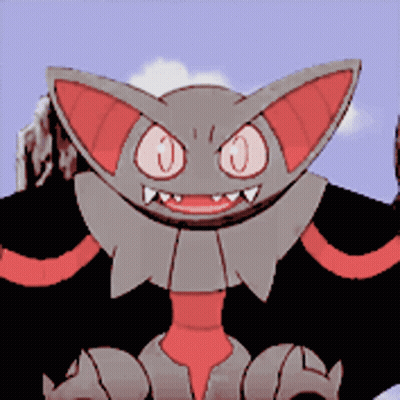 Cartoon Cat With Red Ears And Big Teeth GIF