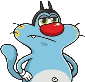 Cartoon Cat With Red Nose And G Sticker
