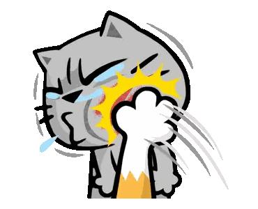 Cartoon Cat With Red Spots Holding Bone Sticker