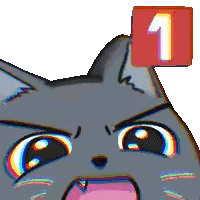 Cartoon Cat With Red Square Number One Sticker