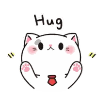 Cartoon Cat With Red Tie Hug Sticker