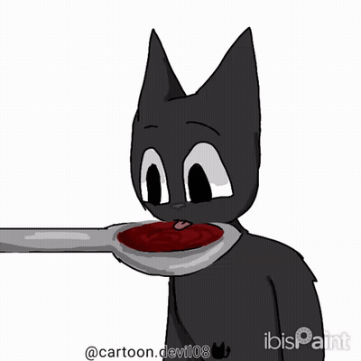 Cartoon Cat With Spoon In Eye GIF