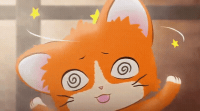 Cartoon Cat With Swirling Eye And Yellow Star GIF