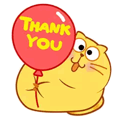 Cartoon Cat With Thank You Balloon Sticker