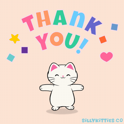 Cartoon Cat With Thank You Sign GIF