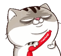 Cartoon Cat With Tie And Sausage Sticker