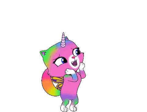 Cartoon Cat With Unicorn Horn And Fireworks Sticker