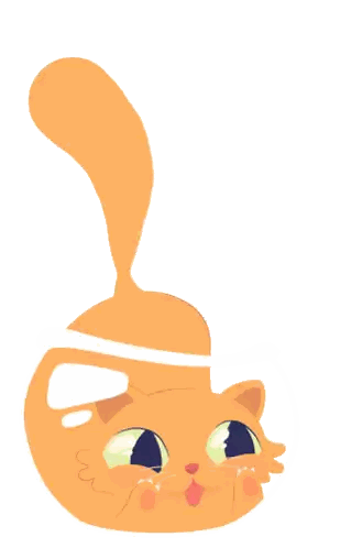Cartoon Cat With Upside Down Tail Sticker