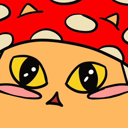 Cartoon Cat With Yellow Eyes And Red Hat GIF