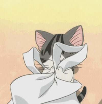 Cartoon Cat Wrapped In Blanket GIF