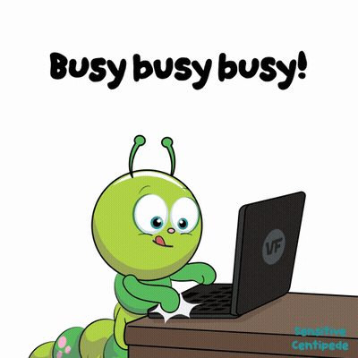 Cartoon Caterpillar Typing Laptop Busy Busy Busy GIF