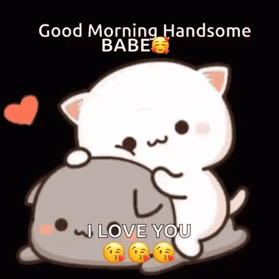 Cartoon Cats Hugging Good Morning GIF