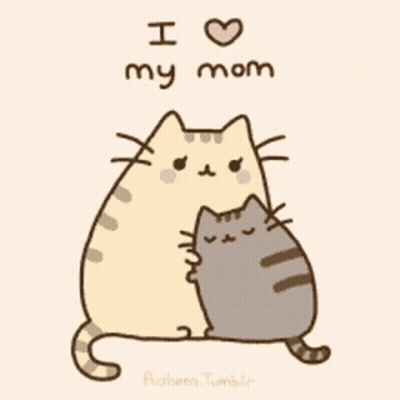 Cartoon Cats Hugging I Love My Mom GIF