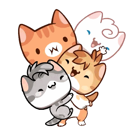Cartoon Cats Hugging One With M Face Sticker