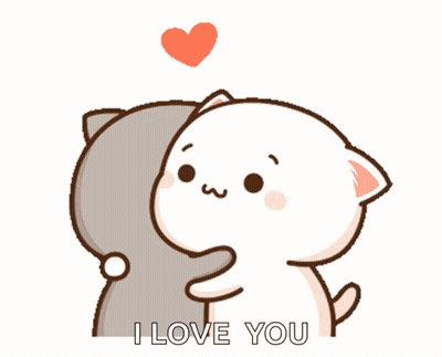 Cartoon Cats Hugging Saying I Love You GIF