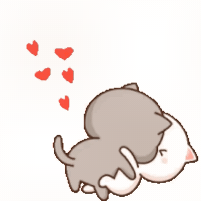 Cartoon Cats Hugging With Heart GIF