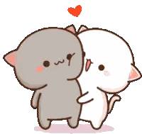 Cartoon Cats Hugging With Heart Sticker