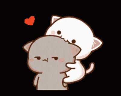 Cartoon Cats Hugging With Heart GIF