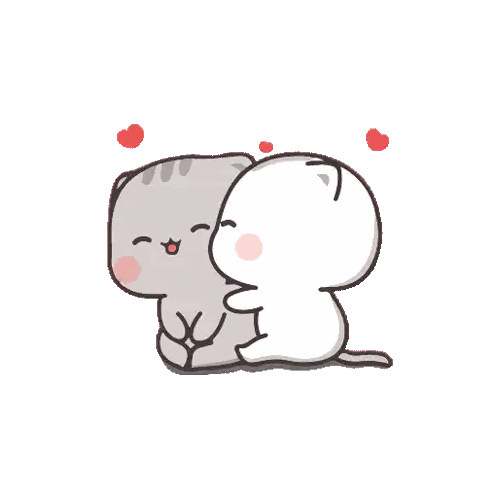 Cartoon Cats Hugging With Hearts Sticker