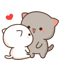 Cartoon Cats Kissing With Heart Sticker