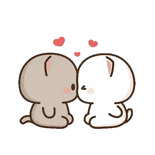 Cartoon Cats Kissing With Hearts Sticker