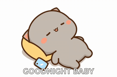 Cartoon Cats Laying On Bed Goodnight Baby GIF