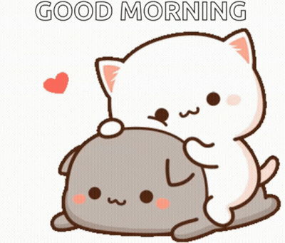 Cartoon Cats Lying Together Good Morning GIF