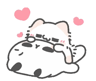 Cartoon Cats Lying Together With Hearts Sticker