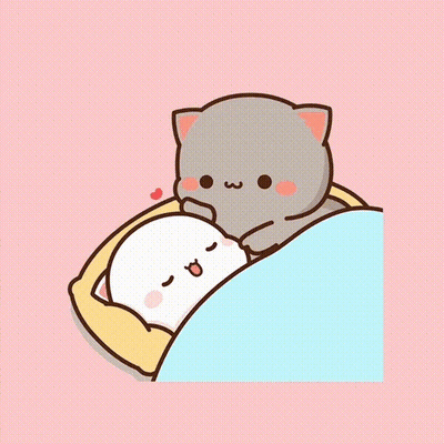 Cartoon Cats Lying Under Blanket GIF