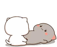 Cartoon Cats Sitting With Heart Sticker