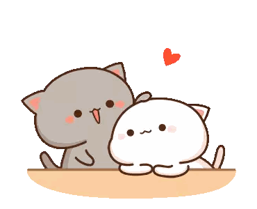 Cartoon Cats Sitting With Heart Sticker