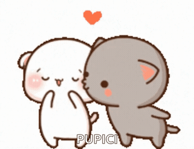 Cartoon Cats With Heart And Word Pupici GIF