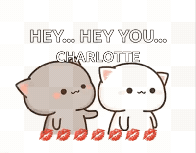 Cartoon Cats With Red Kisses Saying Hey Hey Charlotte GIF