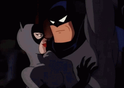 Cartoon Catwoman And Batman Kissing GIF