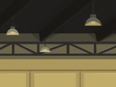 Cartoon Ceiling With Hanging Lamps GIF