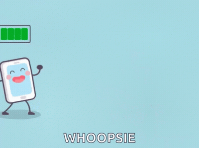 Cartoon Cell Phone With Battery Saying Whoopsie GIF
