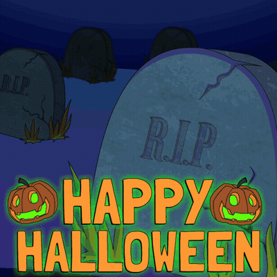 Cartoon Cemetery With Graves Happy Halloween GIF