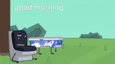 Cartoon Chair And Coffin Saying Good Morning GIF