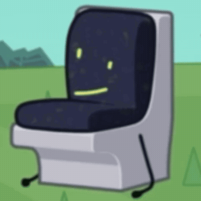 Cartoon Chair With Face In Green Field GIF