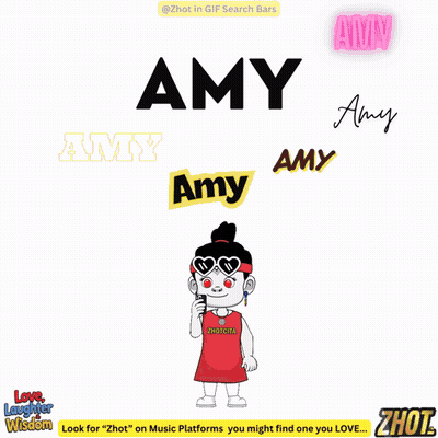 Cartoon Character Amy Surrounded By Names GIF
