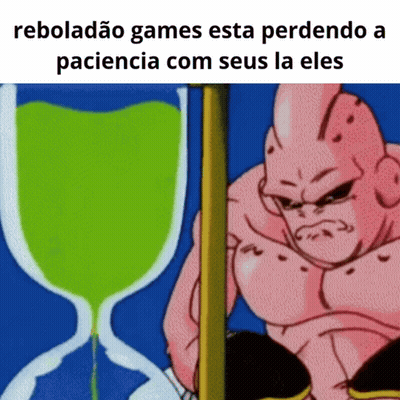 Cartoon Character And Hourglass Saying Reboladao Games Esta Perdendo A Paciencia GIF