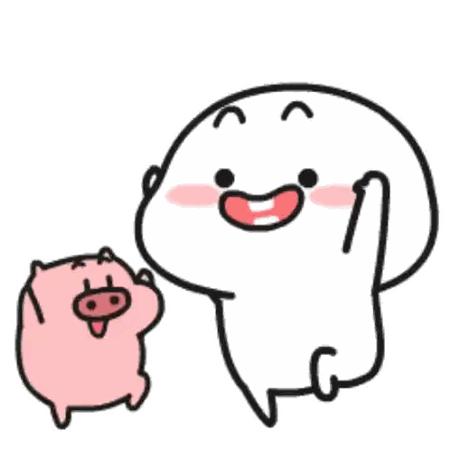 Cartoon Character And Pig Standing Together Sticker