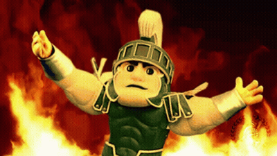 Cartoon Character Arms Outstretched Front Of Flames GIF