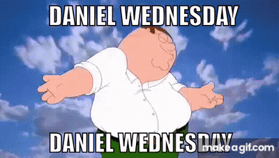 Cartoon Character Arms Outstretched Saying Daniel Wednesday GIF